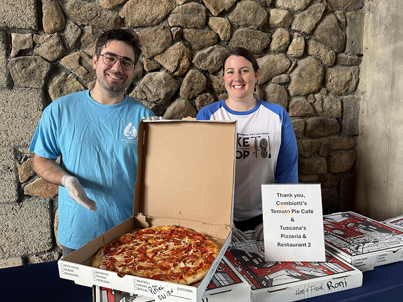 Lake Hopatcong Staff serve pizza at their 2025 Volunteer Appreciation Open House
