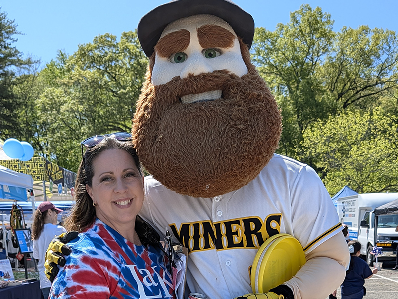 Posing with Herbie the Miner at the Lake Hopatcong Block Party