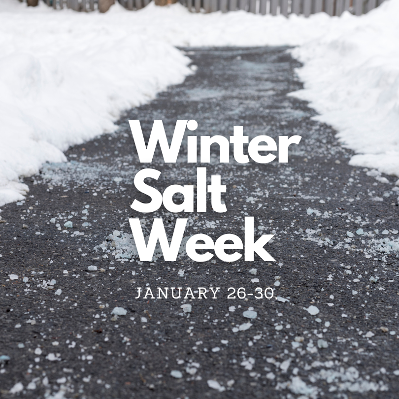 Salt on a snowy walkway, Winter Salt Week